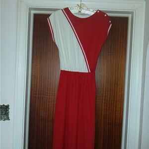 Elegant Red and White Women's Dress